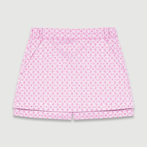 Maje pink jacquard knit skort with a metallic clover pattern - Picture 6 of 7